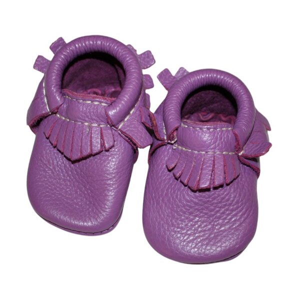 Freshly Picked Other - Freshly Picked Leather Moccasin Crib Shoes Purple Baby Girl Size 1